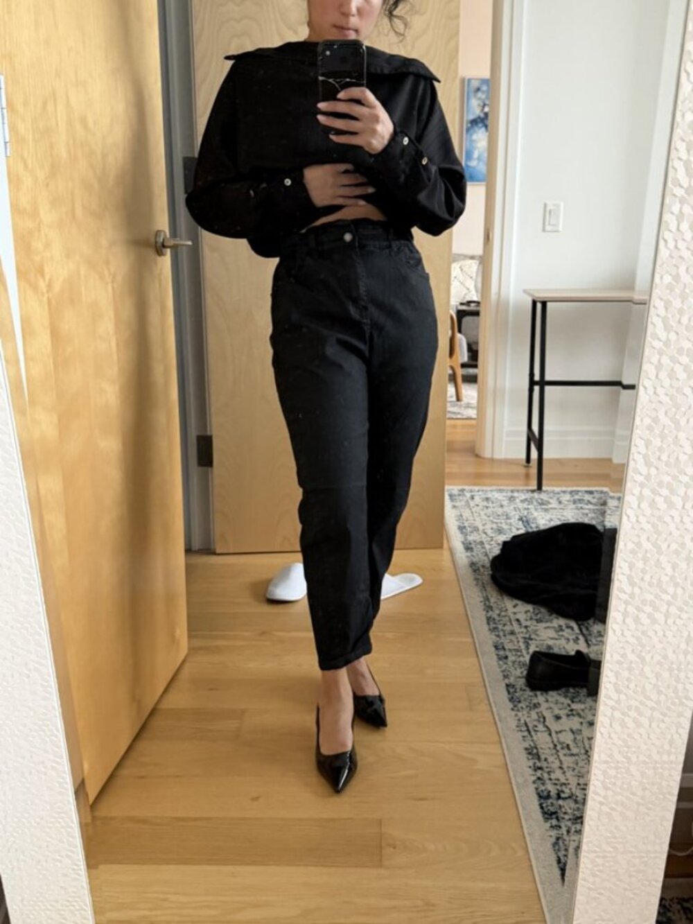 Zara Black Paperbag Waist Tapered Trousers Size 4